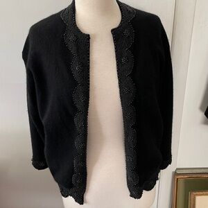 Vintage Ethel Allan Stamford Womens Cardigan Sweater Size Large Open 60s beaded